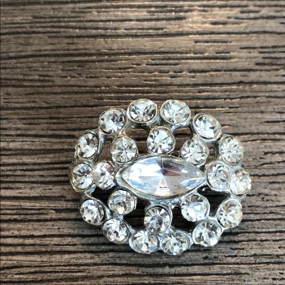 Oval Glass Rhinestone Pin Marquise Center Stone - Picture 2 of 12